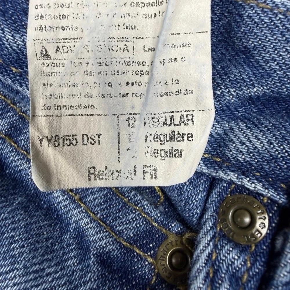 Carhartt Boys Fleece Lined Relaxed Fit Jeans Blue Denim Size 12 Regular YYB155
